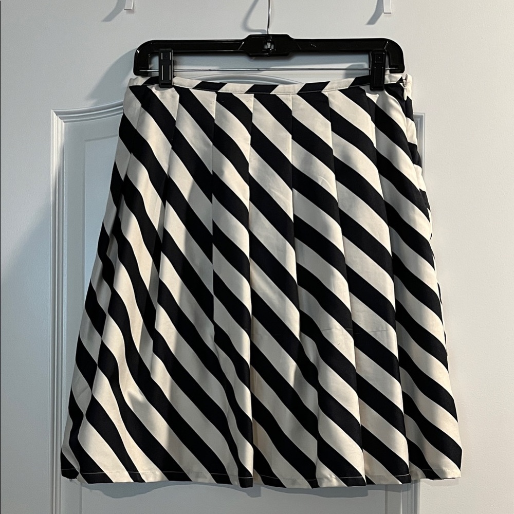 Striped Navy and White Pleated, Swishy Skirt